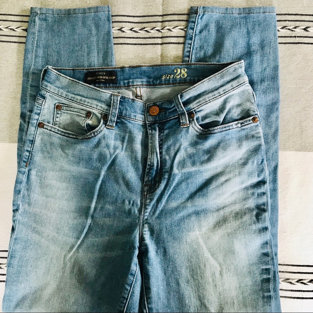 J. Crew Lookout High Rise Crop Jeans Light Wash